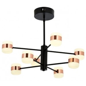 METAL LED AND ACRYLIC COPPER COLOR COATING BLACK COLOR CHANDELIER 65 CM DIAMETER LOAD: 50 CM